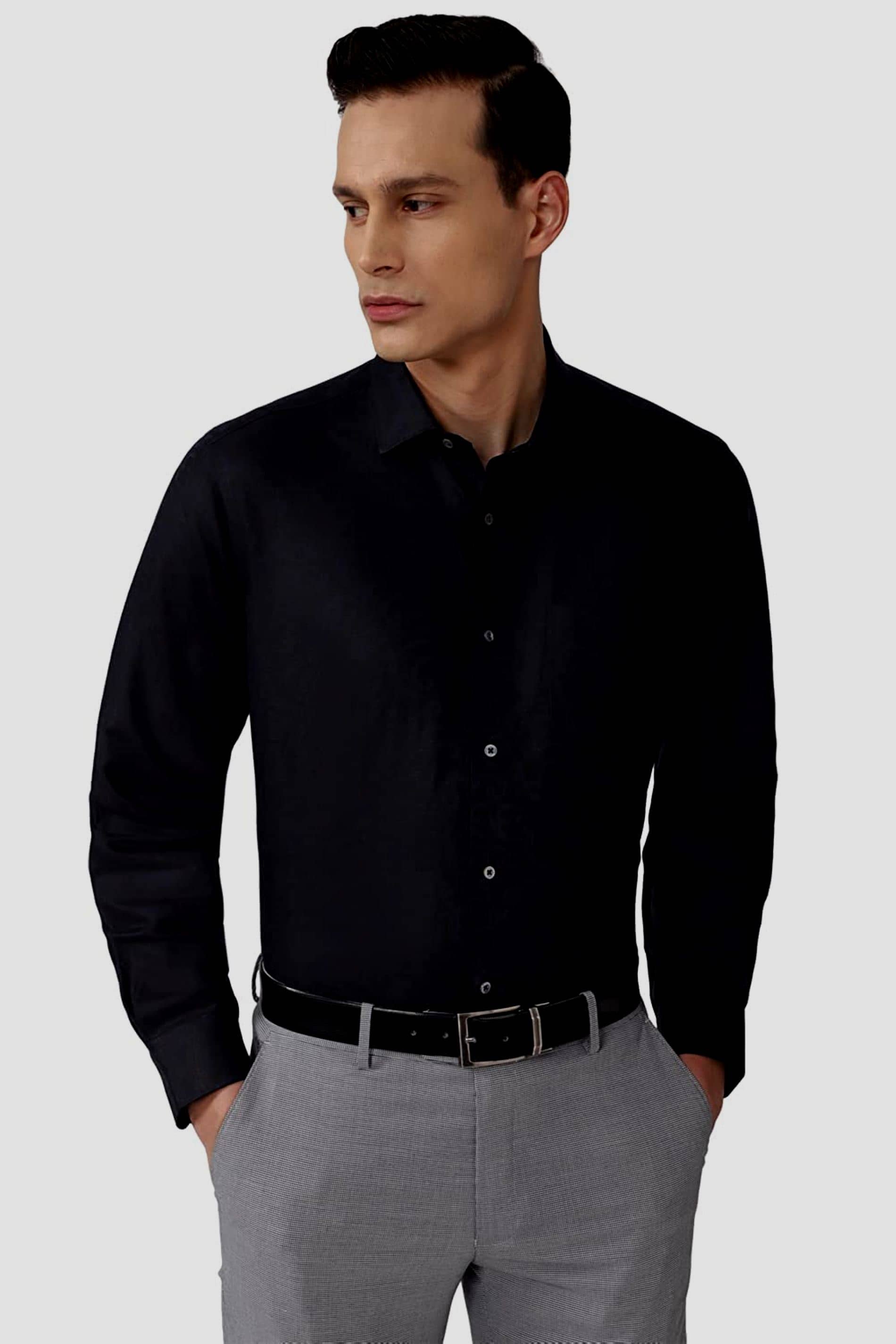 Makhanchor - Black Cotton Regular Fit Men's Formal Shirt ( Pack of 1 )