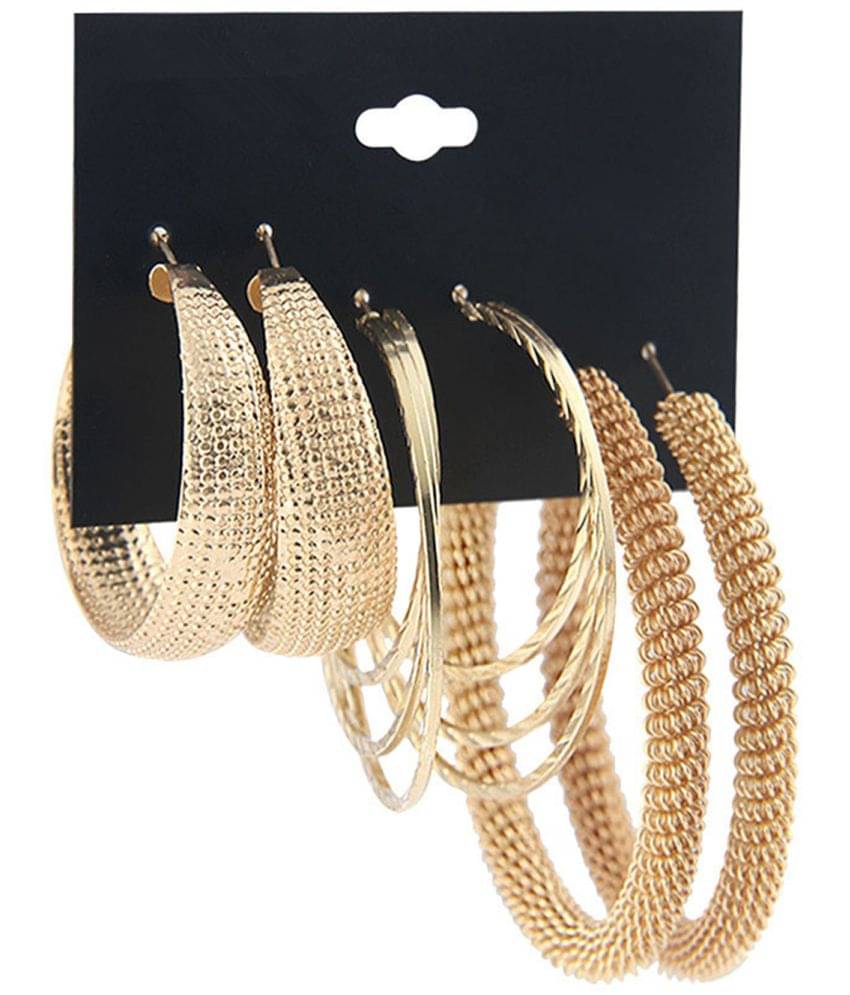     			Scintillare by Sukkhi - Gold Hoops Earrings ( Pack of 3 )
