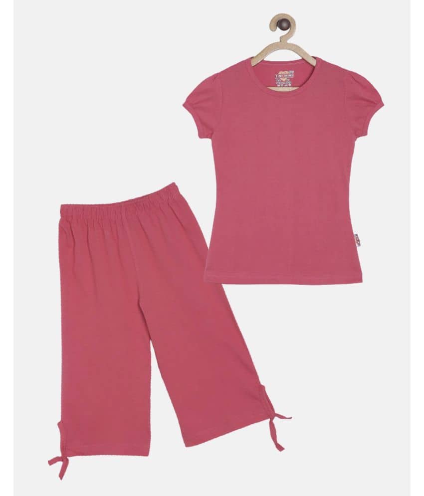 Sini Mini Pack of 2 Girls Cotton Shirt With Capris ( Bright Pink )