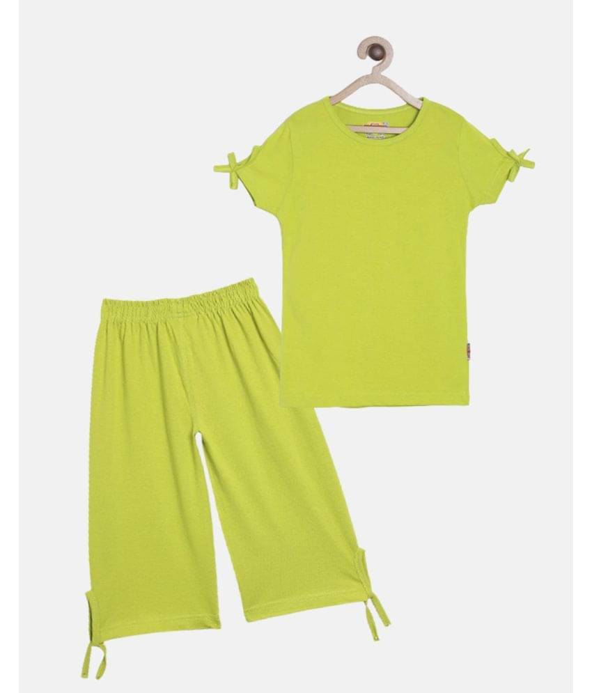     			Sini Mini Pack of 2 Girls Cotton Shirt With Capris ( Light Green )
