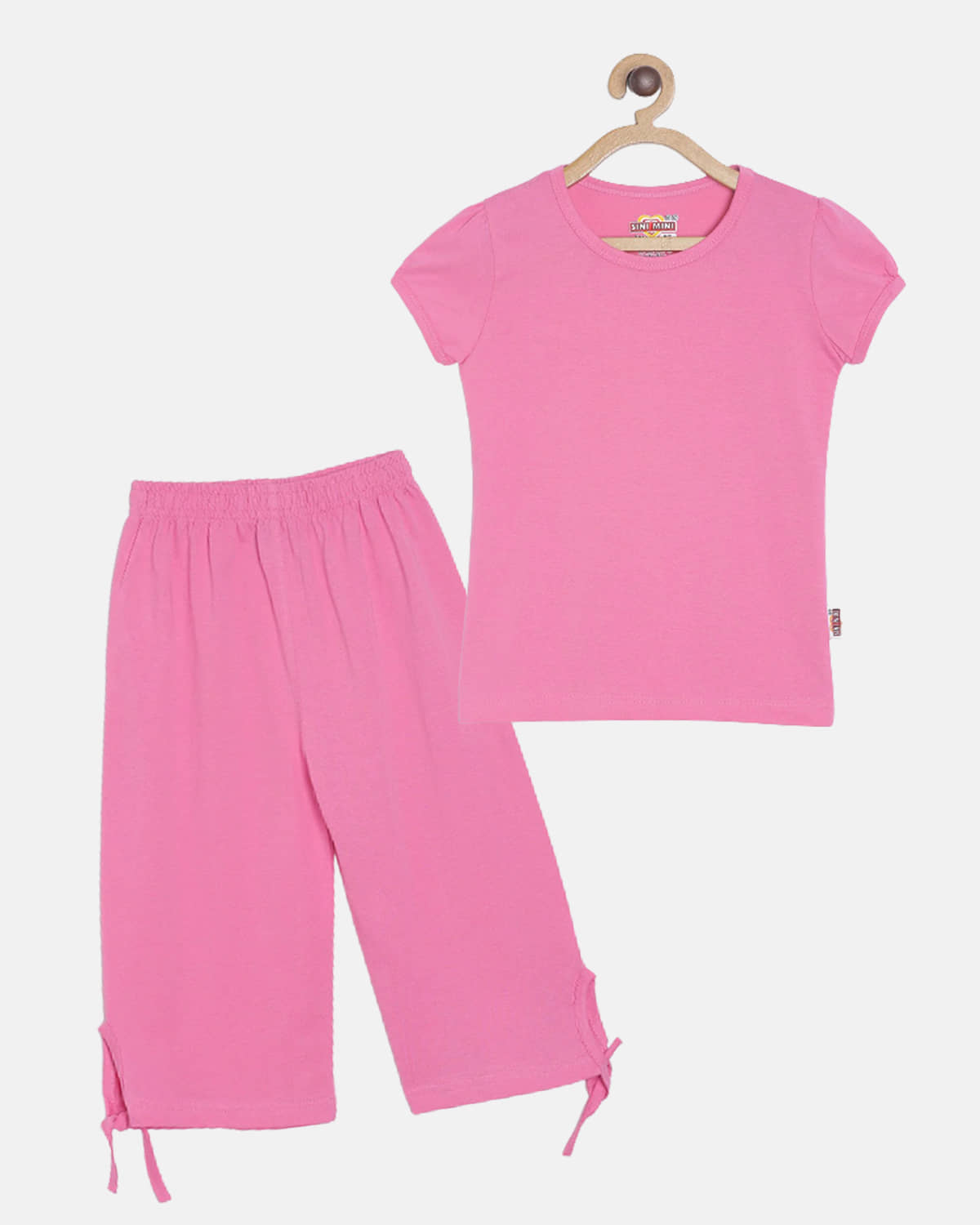 Sini Mini Pack of 2 Girls Cotton Shirt With Capris ( Pink )