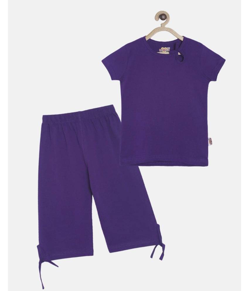     			Sini Mini Pack of 2 Girls Cotton Shirt With Capris ( Purple )