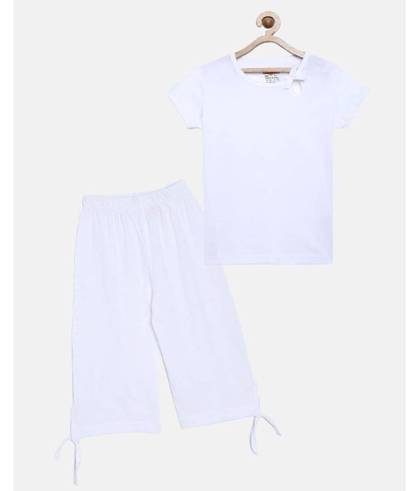     			Sini Mini Pack of 2 Girls Cotton Shirt With Capris ( White )
