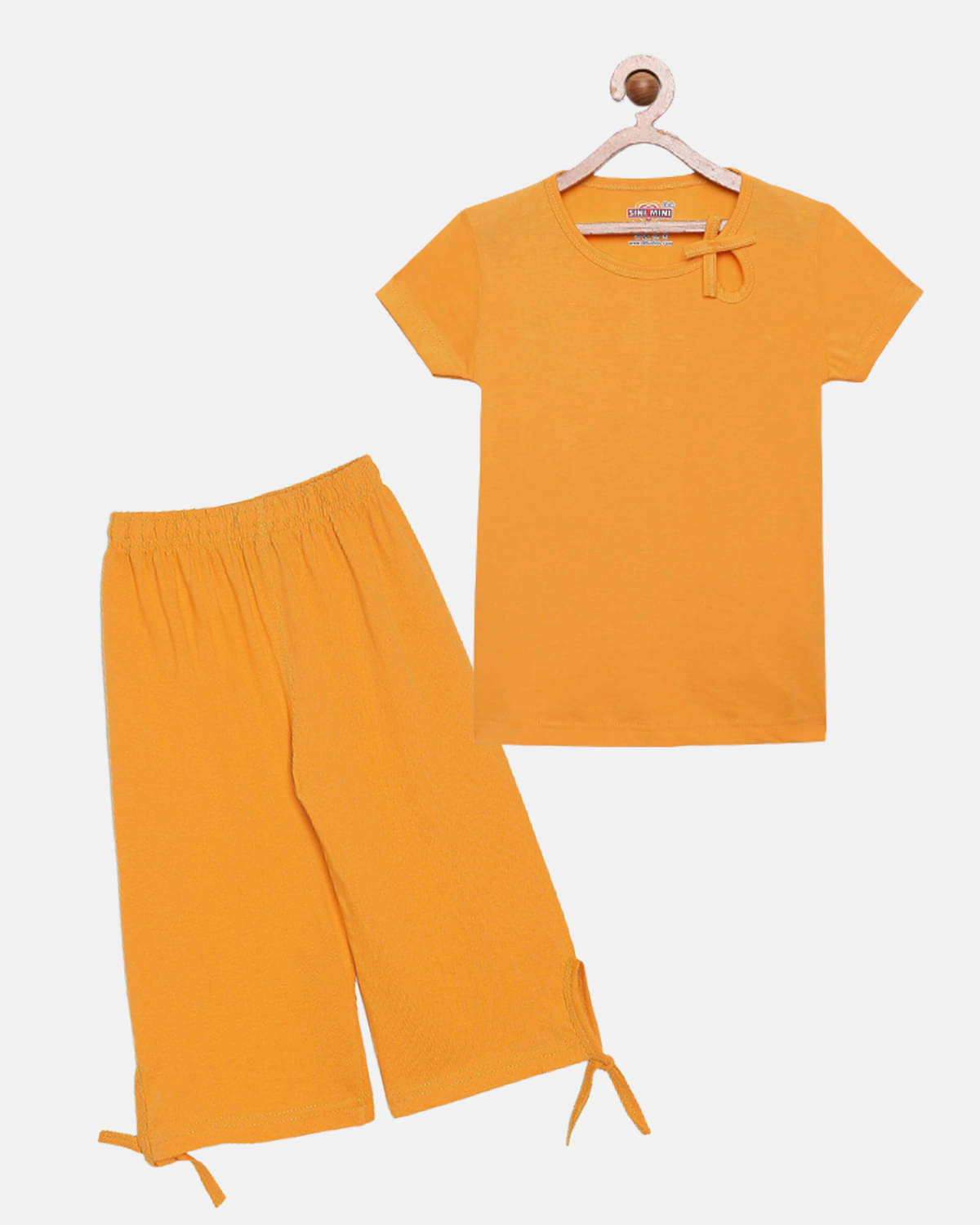    			Sini Mini Pack of 2 Girls Cotton Shirt With Capris ( Yellow )
