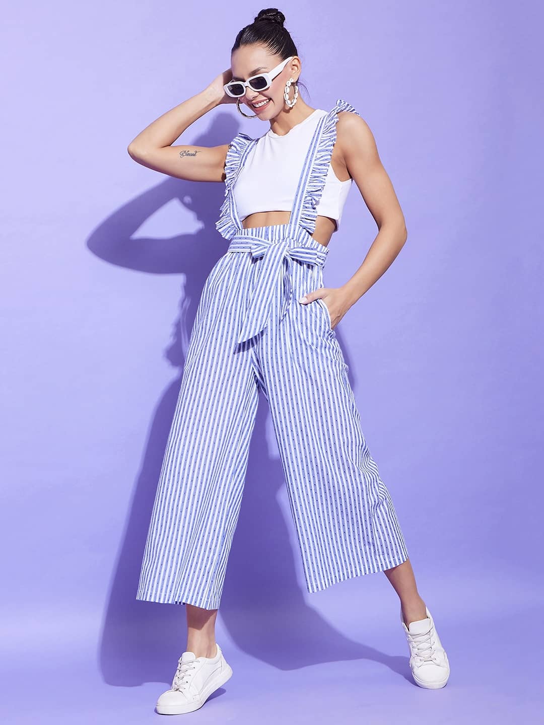 StyleStone - Blue Cotton Wide Leg Women's Casual Pants ( Pack of 1 ) - Trousers | Buy online on ZillyBuy