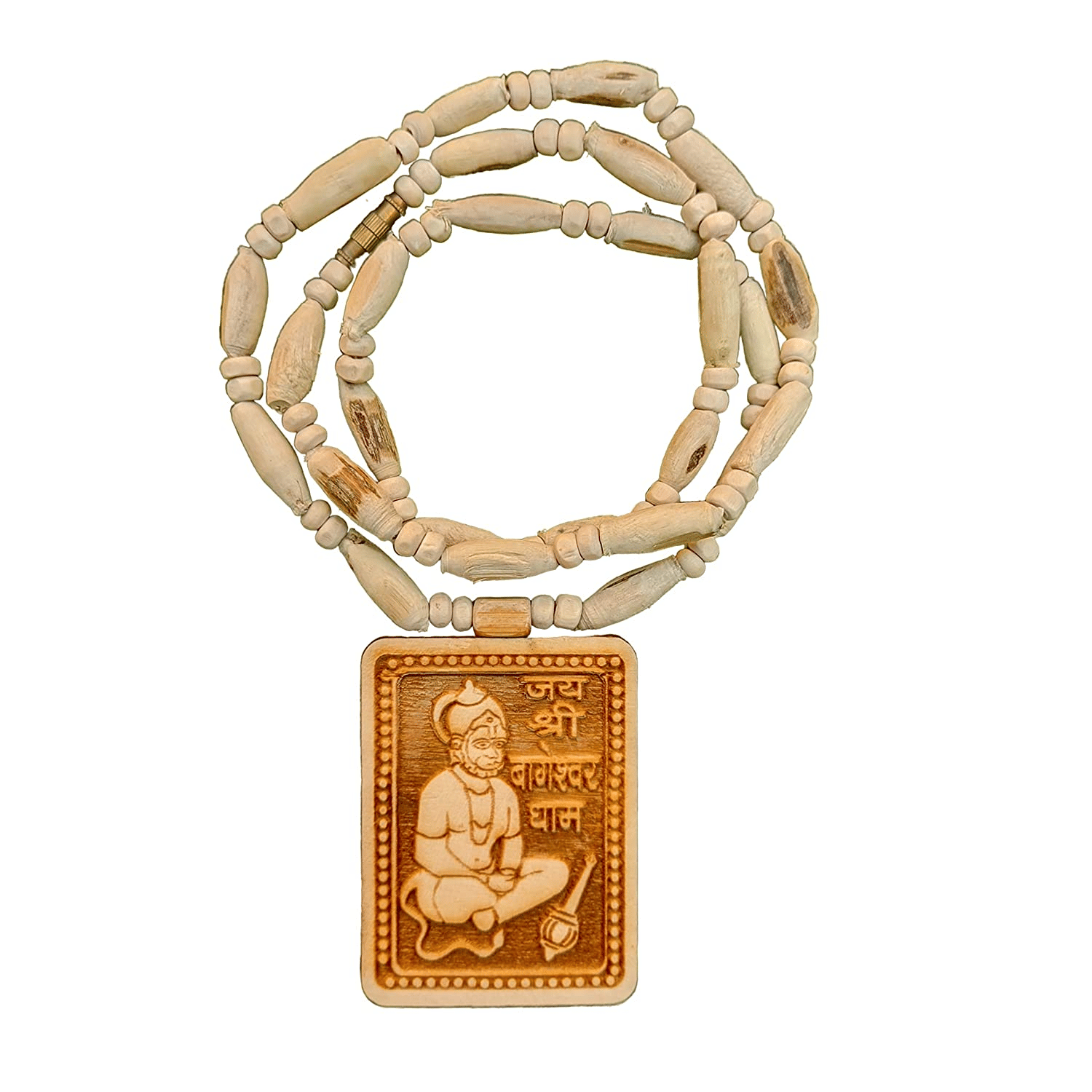     			Tulsi Original & Natural Wood Tulsi Kanthi Mala With Hanuman Ji Shri Bageshwar Dhaam Sarkar Bageshwar Dham Balaji Pendant Locket