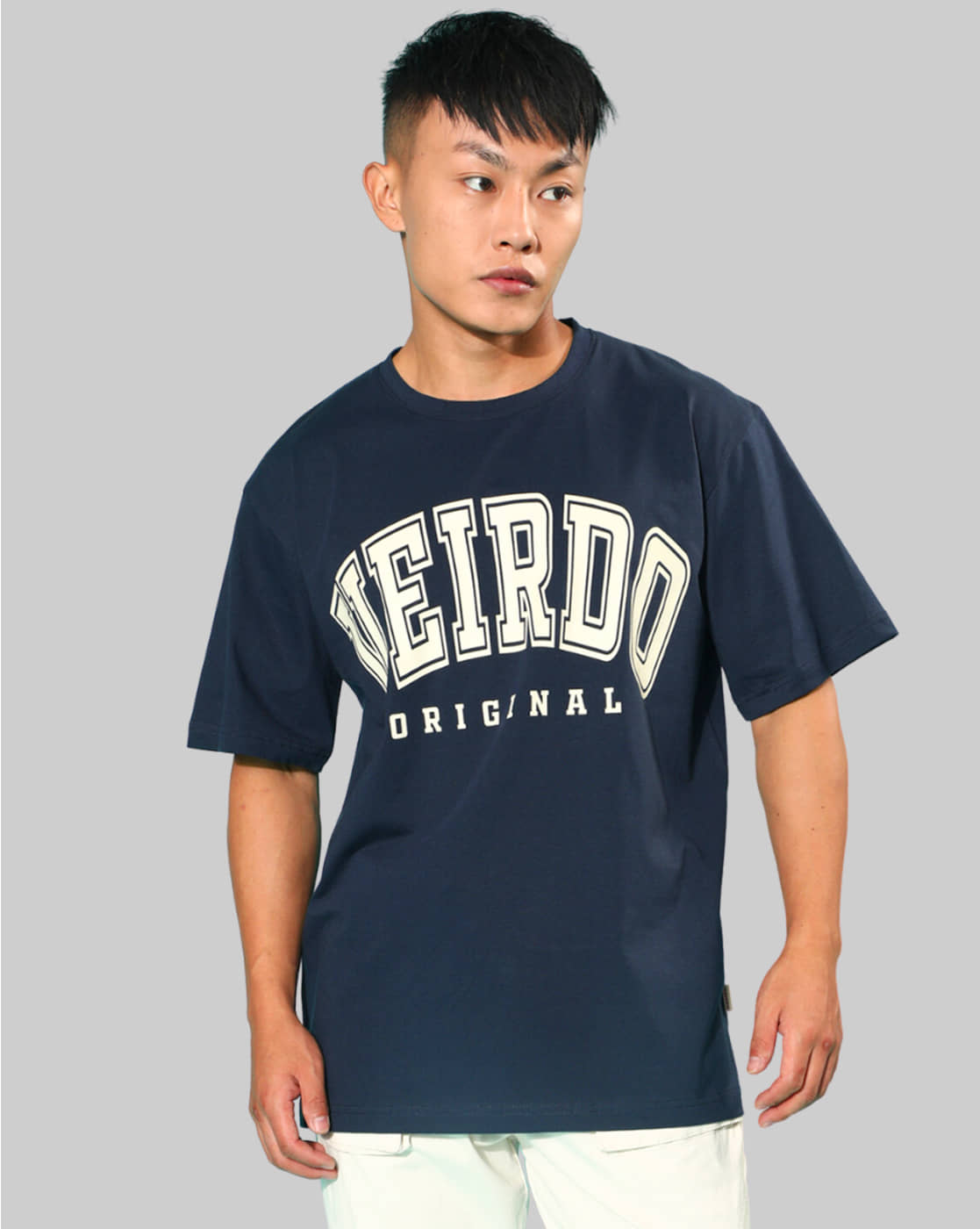 Veirdo Pack of 1 Cotton Oversized Fit Men's T-Shirt ( Navy )