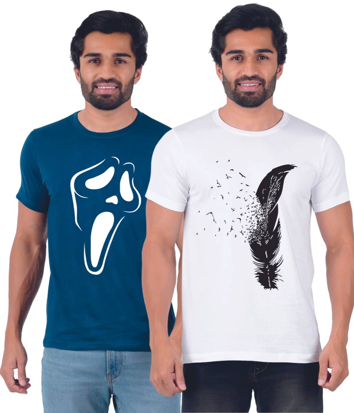 ferocious Pack of 2 Cotton Regular Fit Men's T-Shirt ( Blue ) ferocious Pack of 2 Cotton Regular Fit Men's T-Shirt ( Blue )