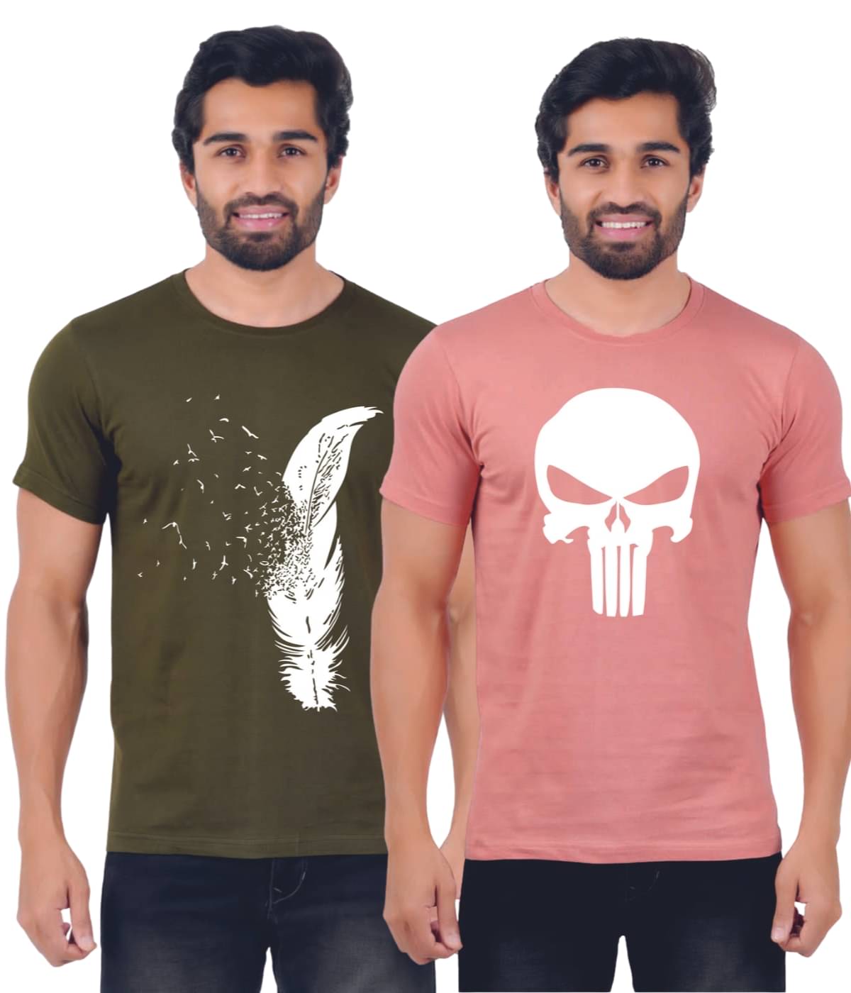 ferocious Pack of 2 Cotton Regular Fit Men's T-Shirt ( Olive Green ) ferocious Pack of 2 Cotton Regular Fit Men's T-Shirt ( Olive Green )