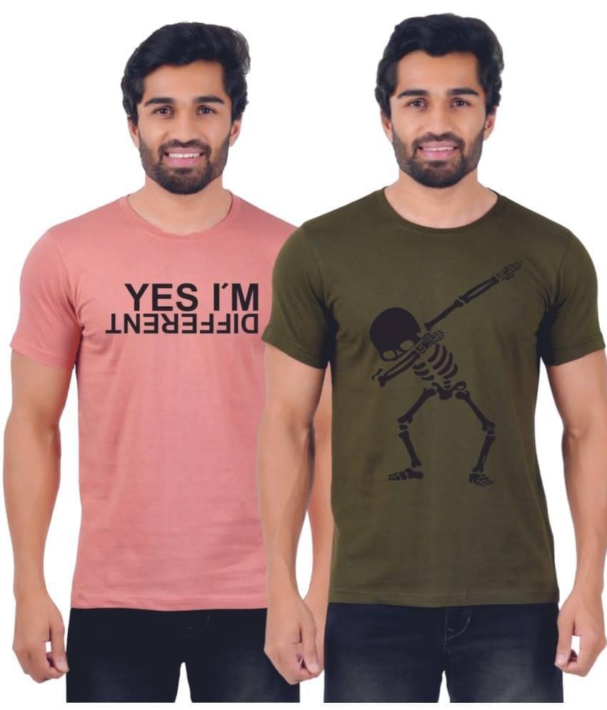     			ferocious Pack of 2 Cotton Regular Fit Men's T-Shirt ( Pink )