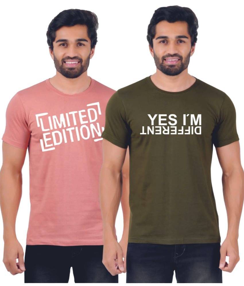 ferocious Pack of 2 Cotton Regular Fit Men's T-Shirt ( Pink ) ferocious Pack of 2 Cotton Regular Fit Men's T-Shirt ( Pink )