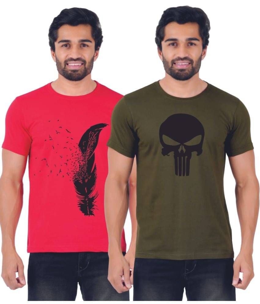 ferocious Pack of 2 Cotton Regular Fit Men's T-Shirt ( Red )     			ferocious Pack of 2 Cotton Regular Fit Men's T-Shirt ( Red )