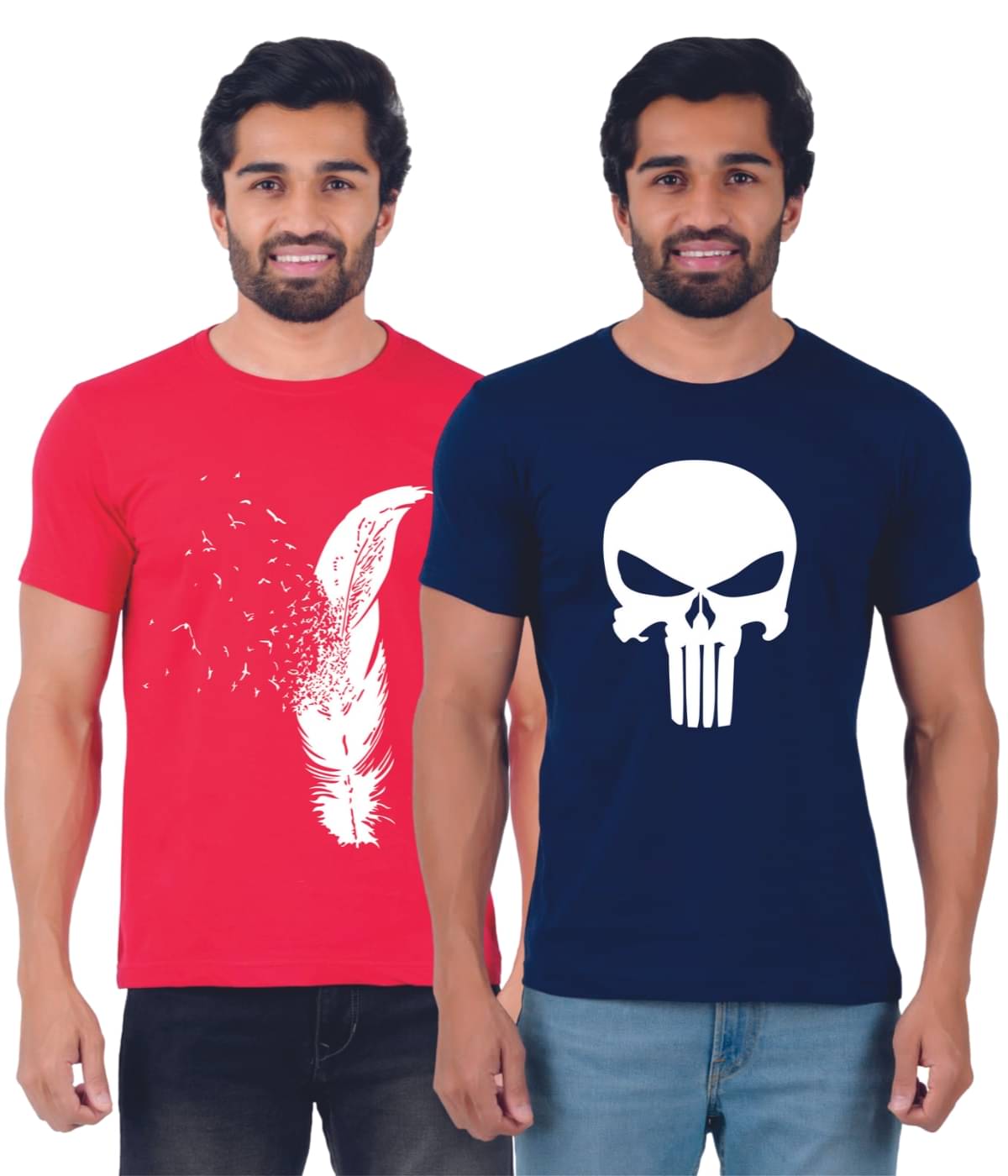 ferocious Pack of 2 Cotton Regular Fit Men's T-Shirt ( Red ) ferocious Pack of 2 Cotton Regular Fit Men's T-Shirt ( Red )