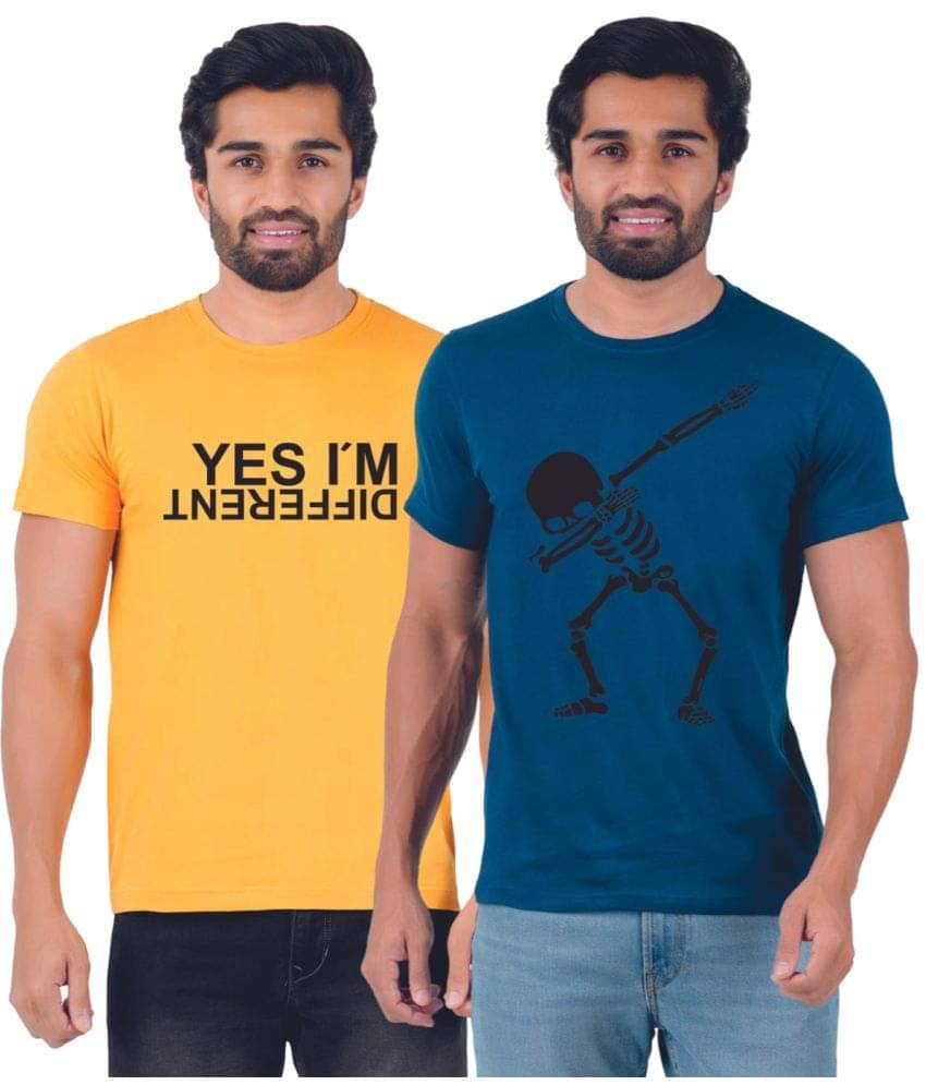     			ferocious Pack of 2 Cotton Regular Fit Men's T-Shirt ( Yellow )