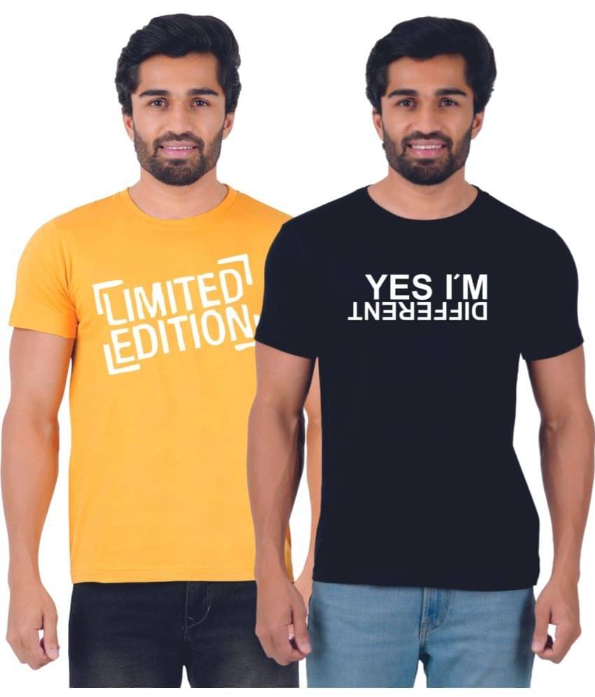     			ferocious Pack of 2 Cotton Regular Fit Men's T-Shirt ( Yellow )