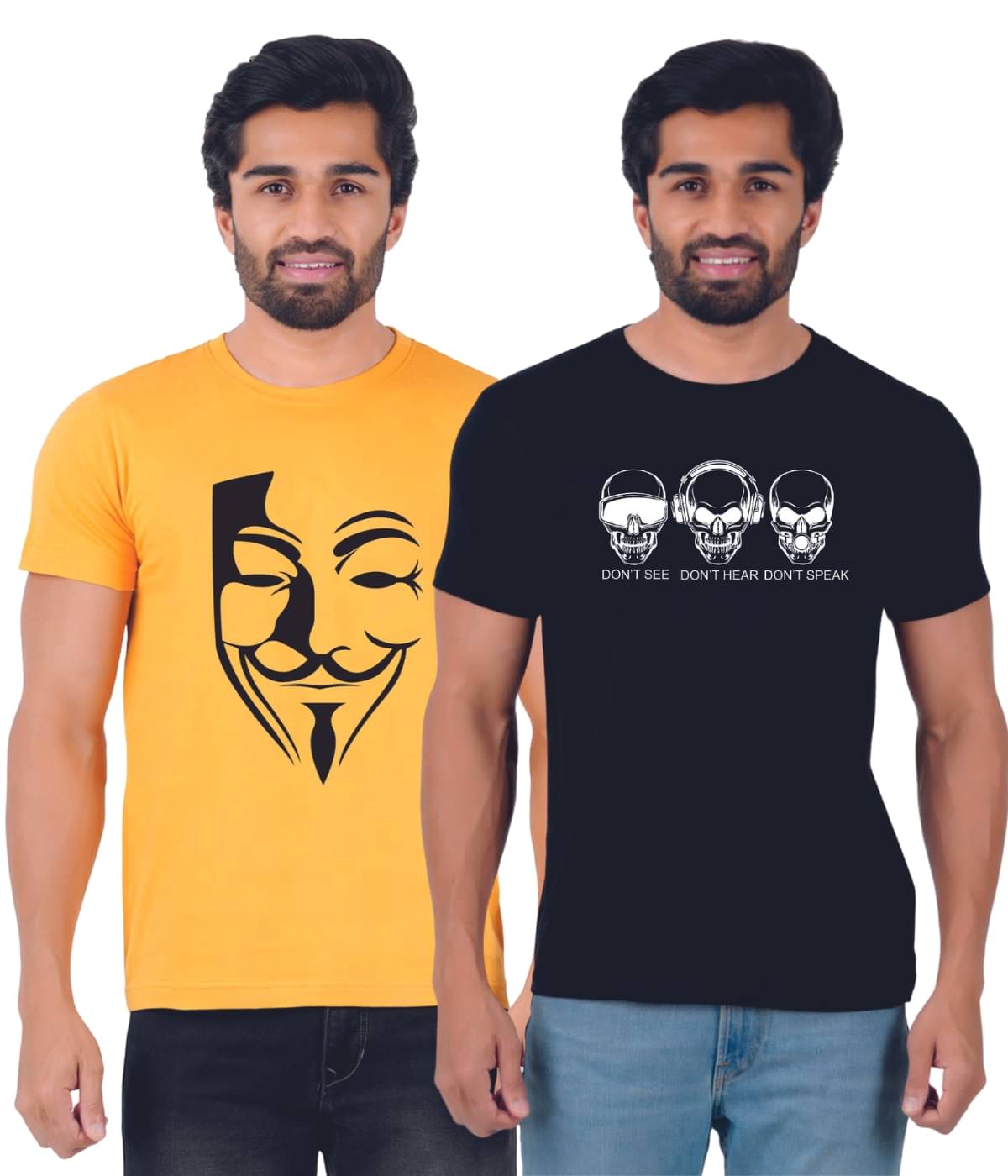 ferocious Pack of 2 Cotton Slim Fit Men's T-Shirt ( Yellow ) ferocious Pack of 2 Cotton Slim Fit Men's T-Shirt ( Yellow )