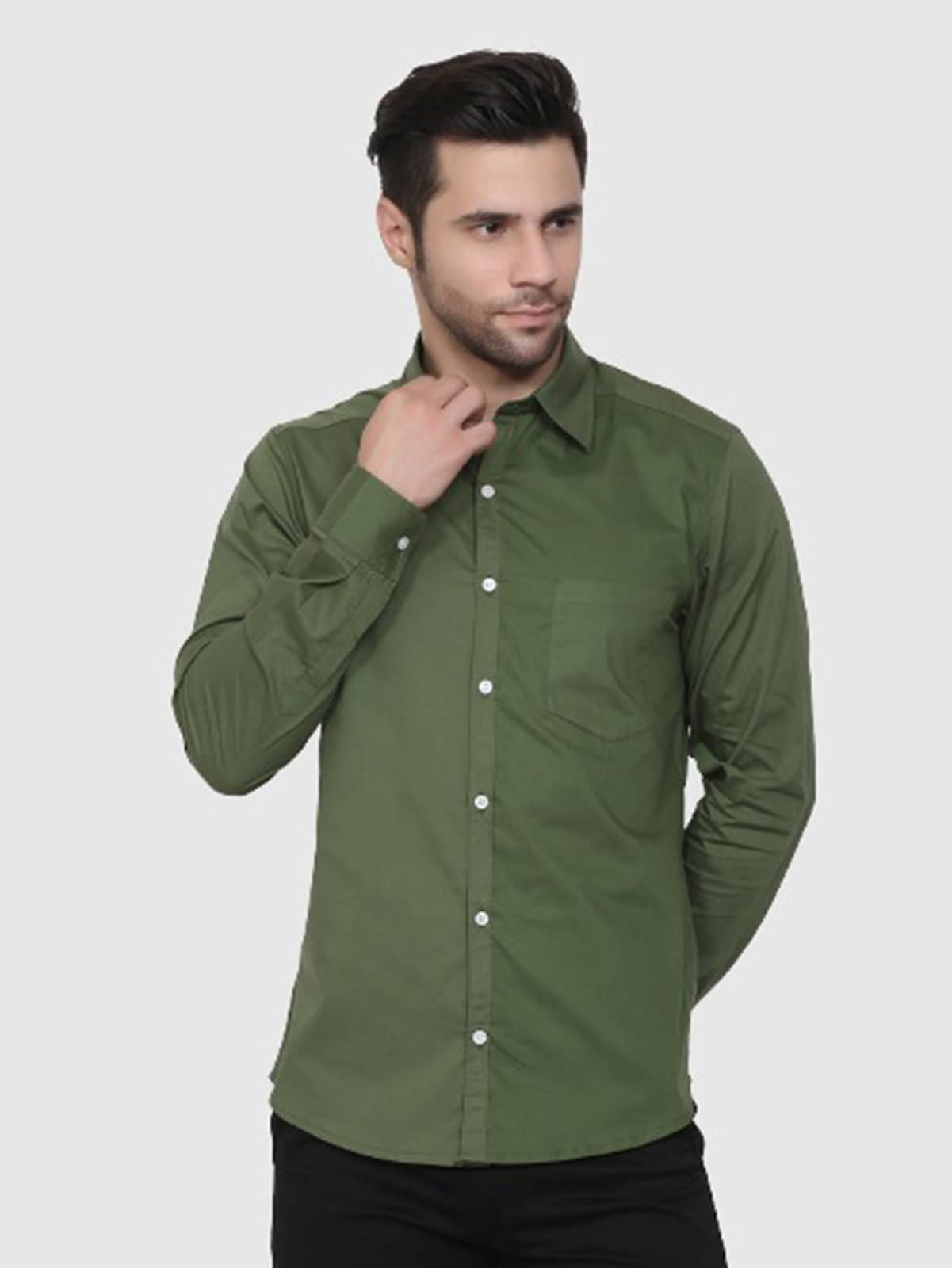 liferoads - Olive 100% Cotton Regular Fit Men's Casual Shirt ( Pack of 1 )