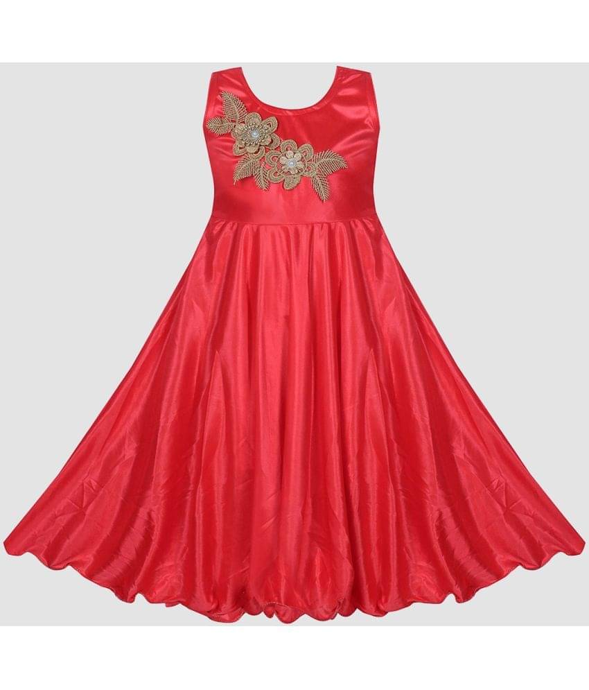 9stiches - Coral Lycra Girls Fit And Flare Dress ( Pack of 1 )     			9stiches - Coral Lycra Girls Fit And Flare Dress ( Pack of 1 )