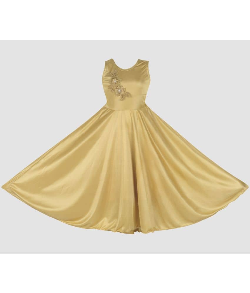 9stiches - Gold Lycra Girls Frock ( Pack of 1 )