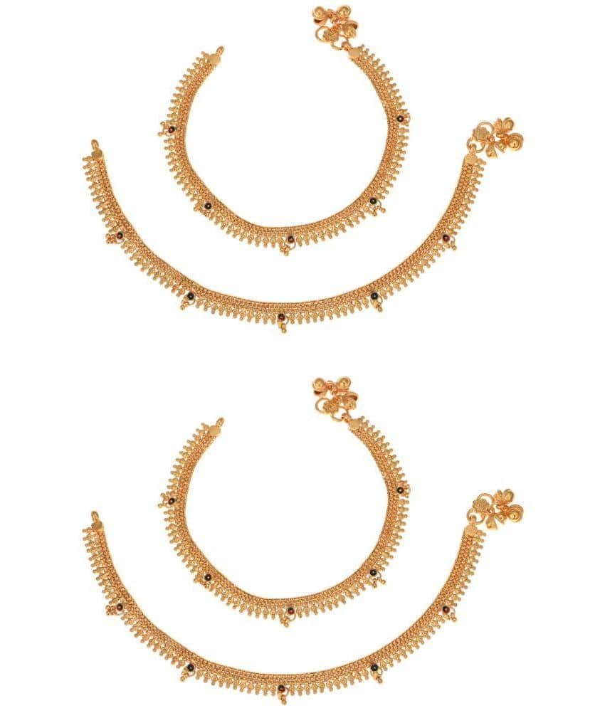 AanyaCentric - Gold Anklets ( Pack of 2 ) - Anklets | Buy online on ZillyBuy