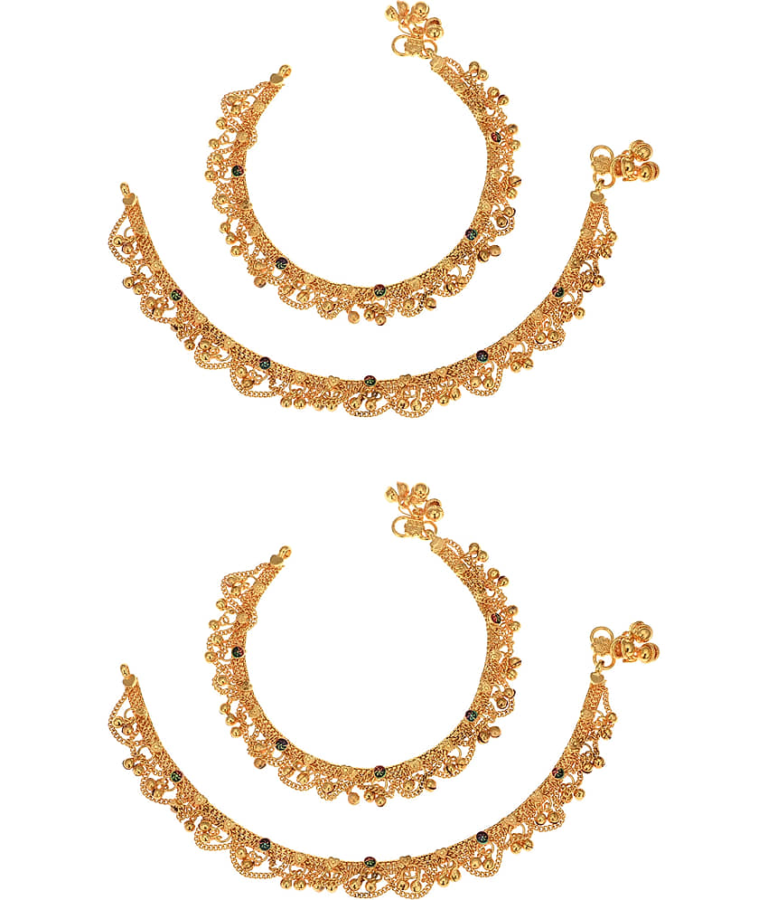 AanyaCentric - Gold Anklets ( Pack of 2 ) - Anklets | Buy online on ZillyBuy
