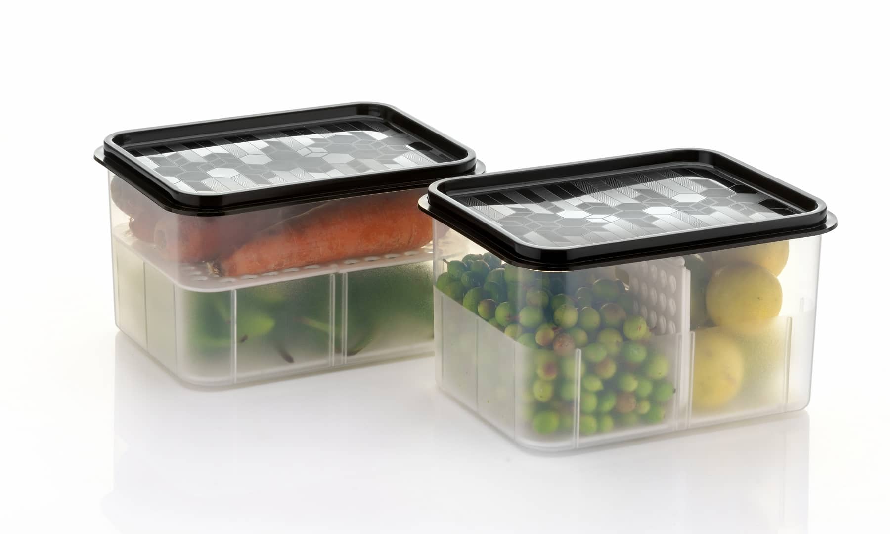 Analog kitchenware Fruit and Vegetables Plastic Black Utility Container Set of 2 (2.3L each)