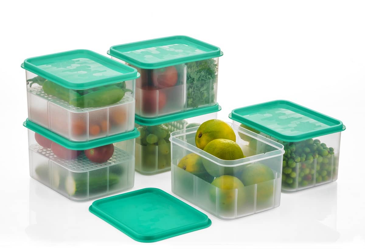 Analog kitchenware - Fruit/Food/Vegetable Plastic Sea Green Utility Container ( Set of 6 )