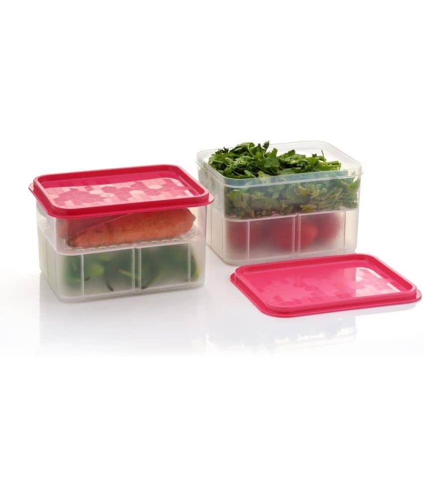 Analog kitchenware - Fruit/Food/Vegetable Plastic Pink Utility Container ( Set of 2 )