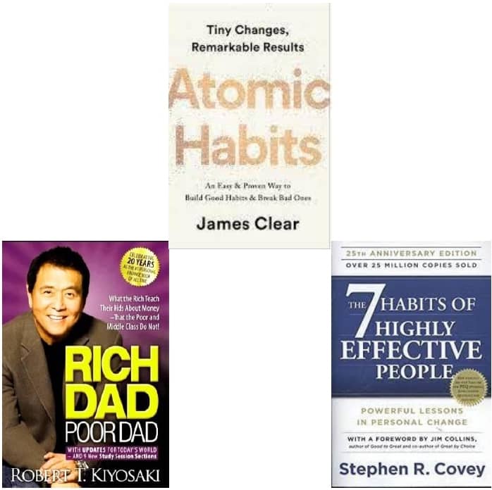 Atomic Habits + Rich Dad Poor Dad + The 7 Habits of Highly Effective People - Stationery | Buy online on ZillyBuy