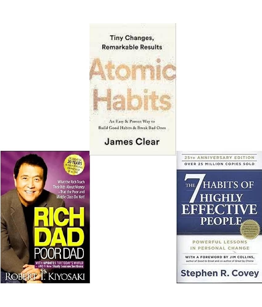 Atomic Habits + Rich Dad Poor Dad + The 7 Habits of Highly Effective People - Stationery | Buy online on ZillyBuy