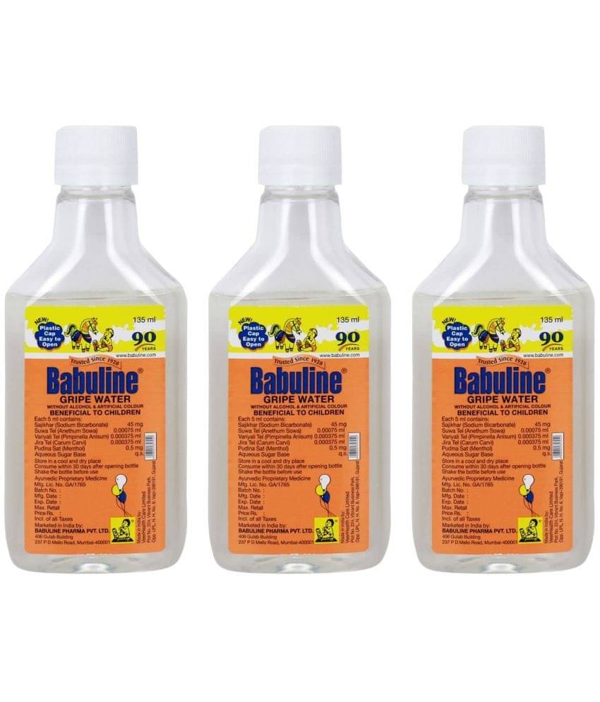     			Babuline Gripe Water for Baby Indigestion, Stomach Colic Pain Relief - 135ml Bottle (Pack of 3)