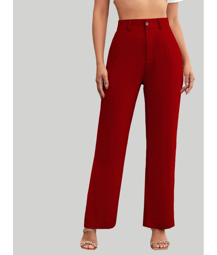     			CHALODIA - Red Cotton Blend Straight Women's Casual Pants ( Pack of 1 )
