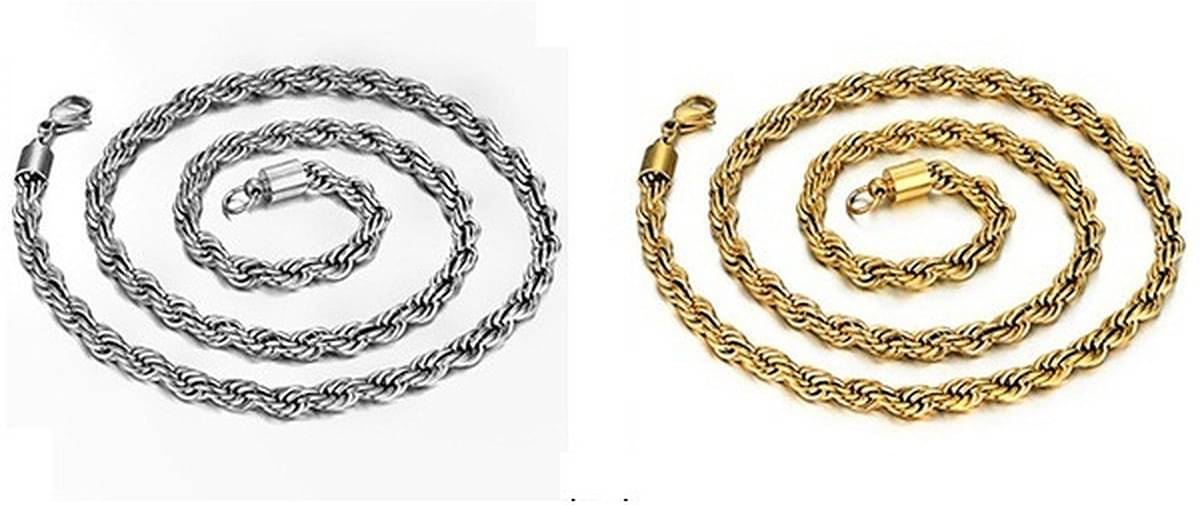     			HEER COLLECTION Silver Plated Chain ( Set of 2 )