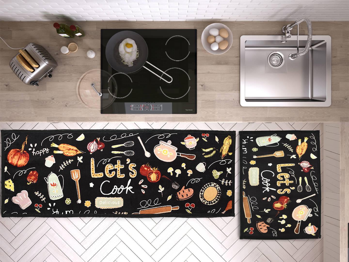     			Aazeem Copper Runner Set of 2 Polyester Abstract Other Sizes Ft