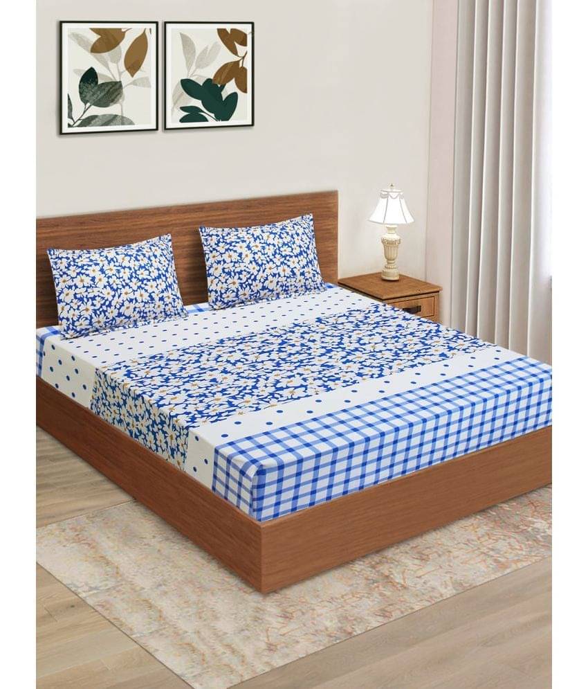     			Home Candy Microfiber Double Bedsheet ( Blue )