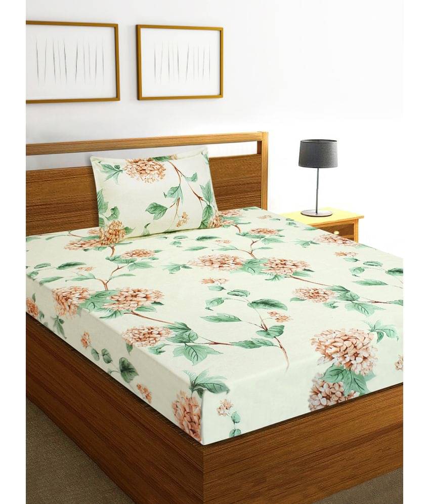 Home Candy Microfiber Floral Single Bedsheet with 1 Pillow Cover - White Home Candy Microfiber Floral Single Bedsheet with 1 Pillow Cover - White