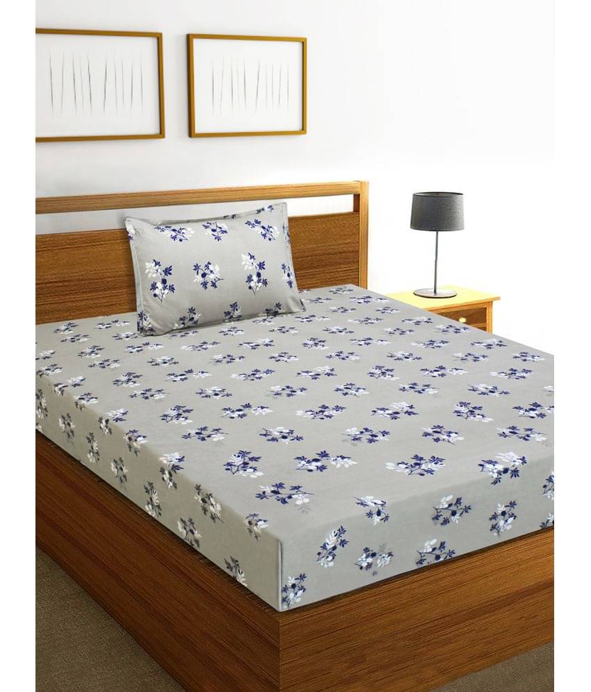 Home Candy Microfiber Floral Single Bedsheet with 1 Pillow Cover - Gray Home Candy Microfiber Floral Single Bedsheet with 1 Pillow Cover - Gray