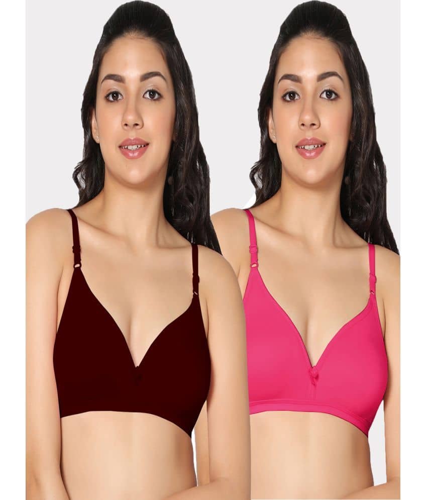 IN CARE LINGERIE Pack of 2 Cotton Non Padded Women's T-Shirt Bra ( Multicolor )