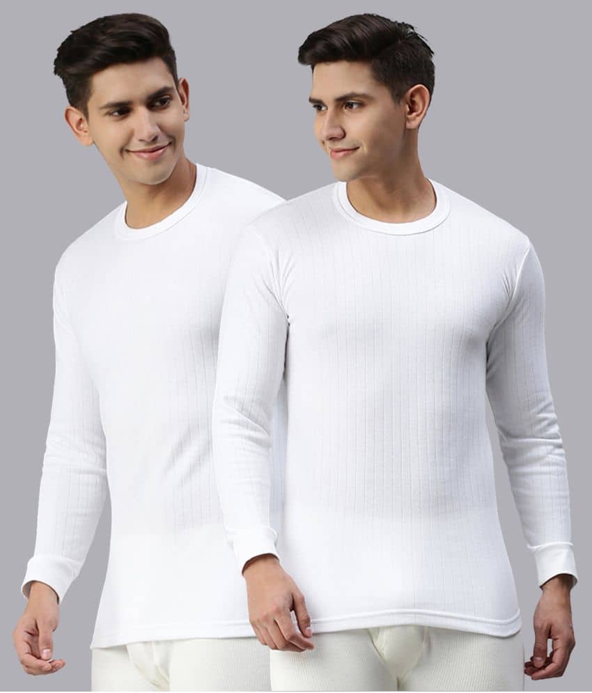 LUX PARKER Pack of 2 Cotton Thermal Tops For Men's ( White )