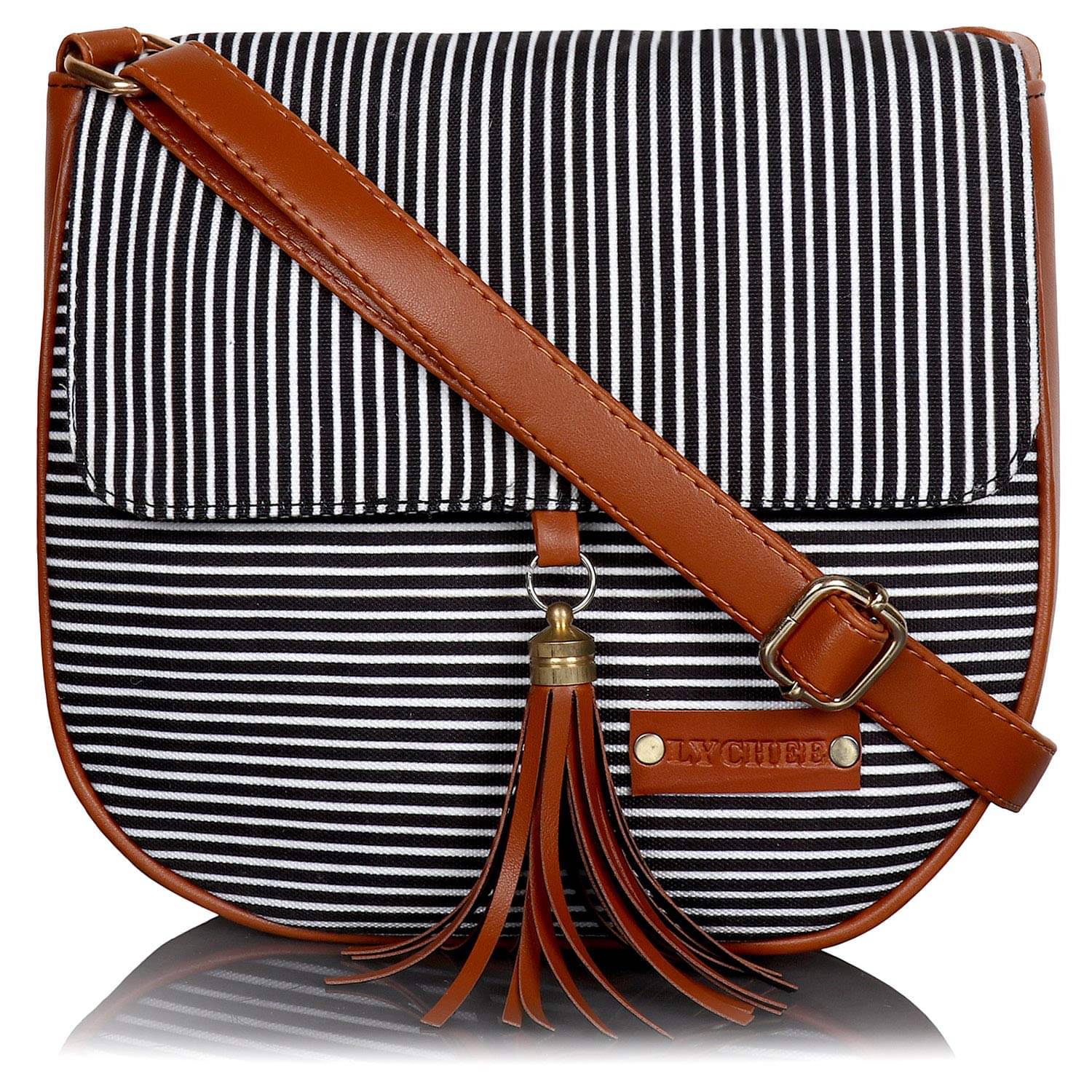     			Lychee Bags - Black Canvas Sling Bag