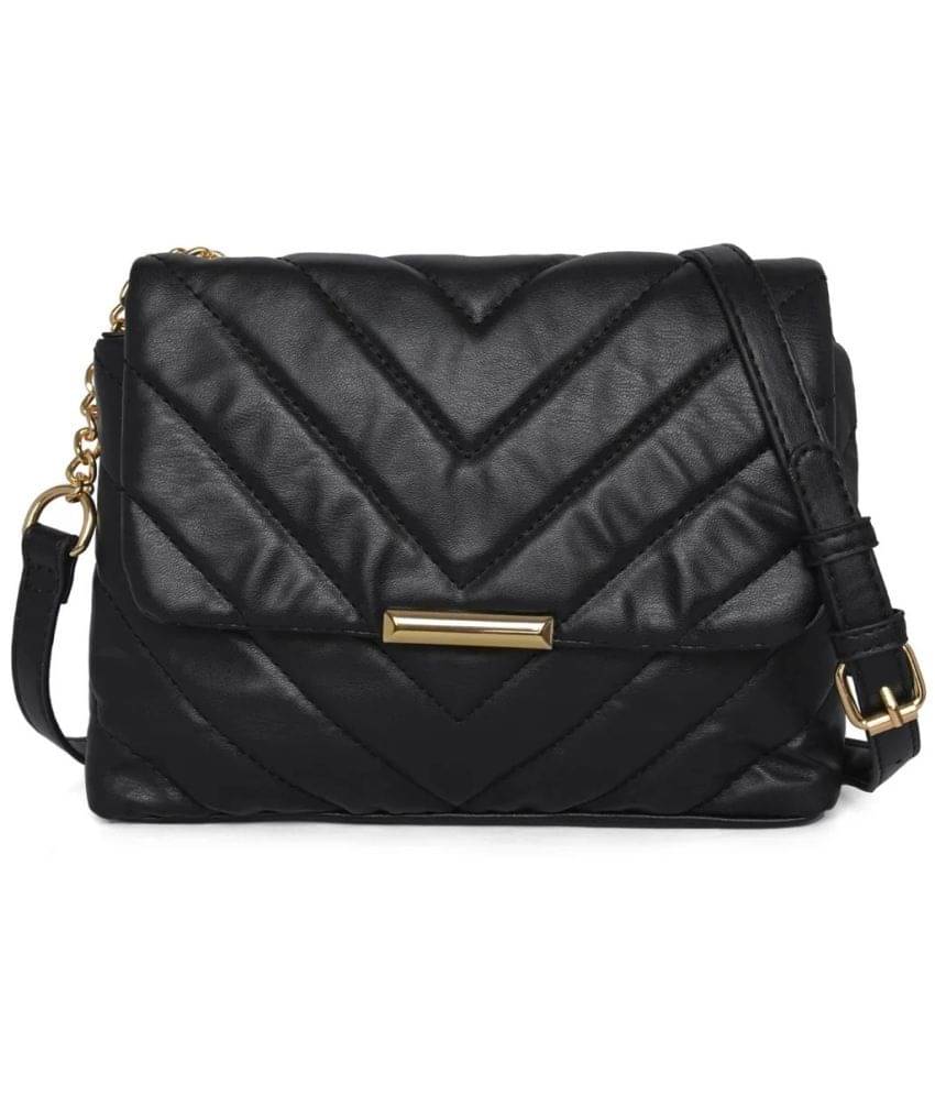    			Lychee Bags Sling Bag PU Set of 1 ( Black )