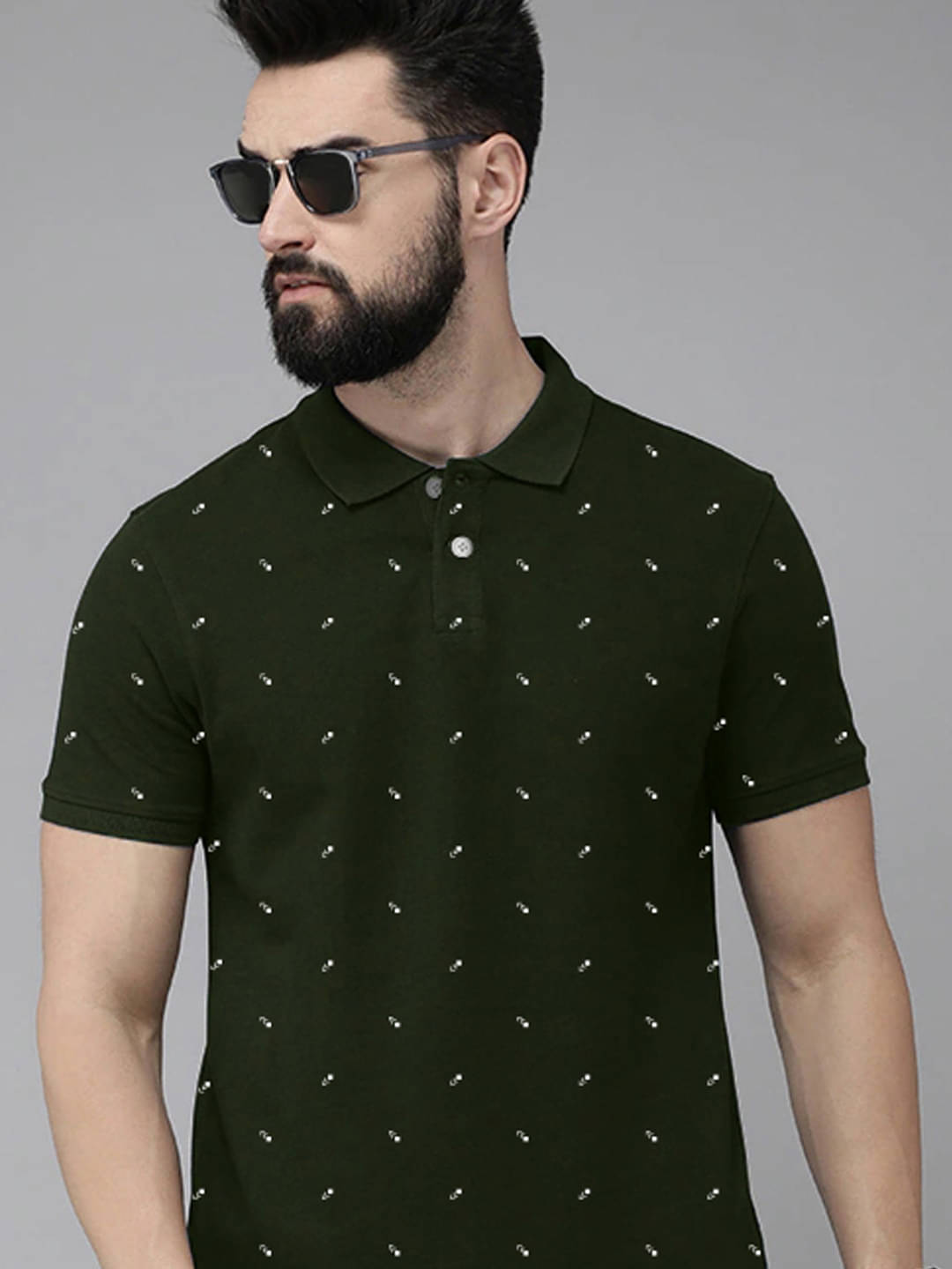 Merriment Pack of 1 Cotton Blend Regular Fit Printed Half Sleeves Men's Polo T Shirt ( Olive ) Merriment Pack of 1 Cotton Blend Regular Fit Printed Half Sleeves Men's Polo T Shirt ( Olive )