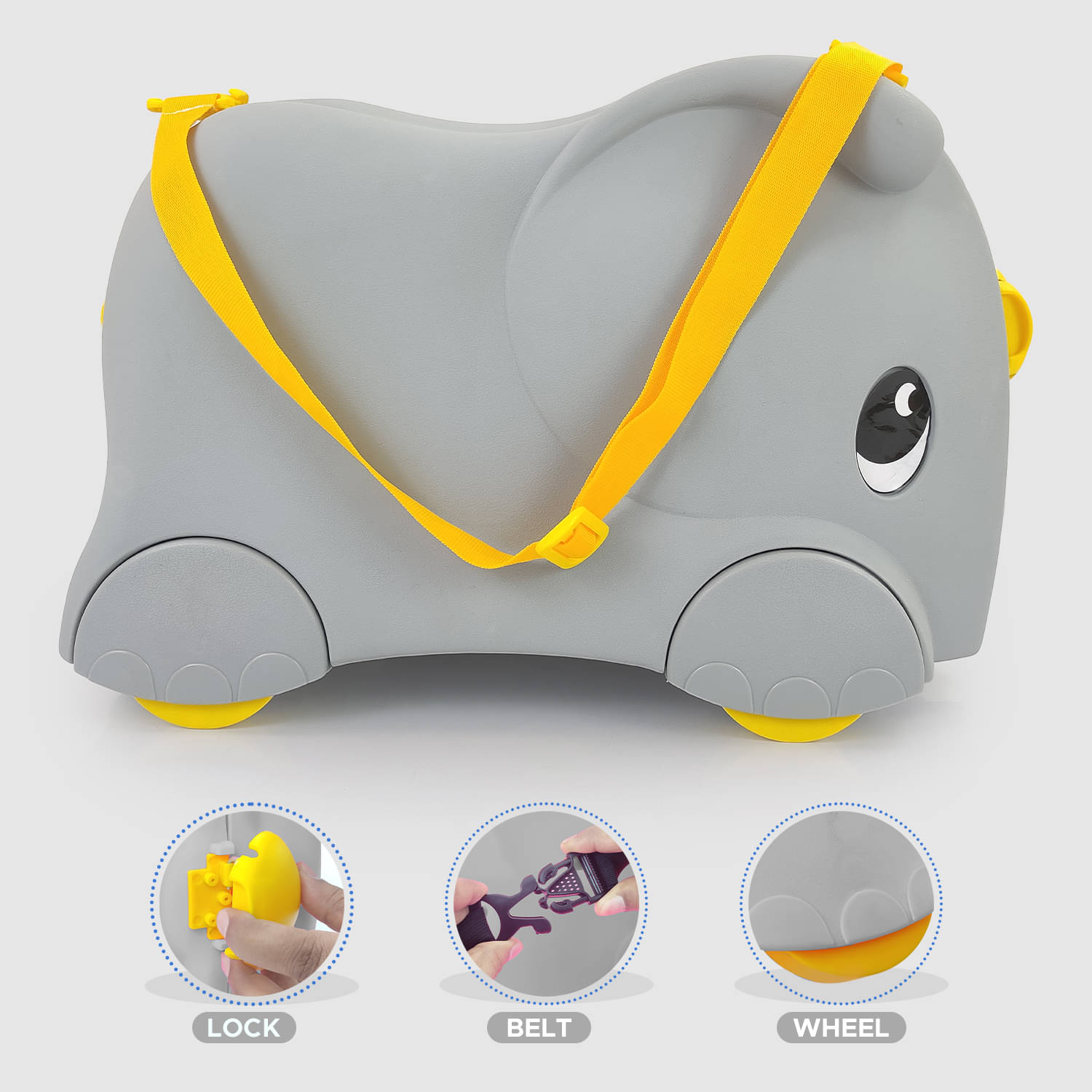     			NHR Kids Ride-on Suitcase Trunkii Toddler Carry-On Hand Luggage Scooter Fun Wheeled Ride-on Suitcase Bag For Child, Children, Unisex Kids(Grey)
