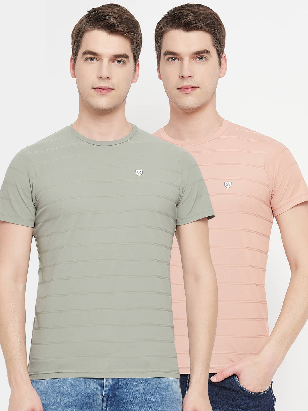 OGEN Pack of 2 Cotton Blend Regular Fit Men's T-Shirt ( Green )