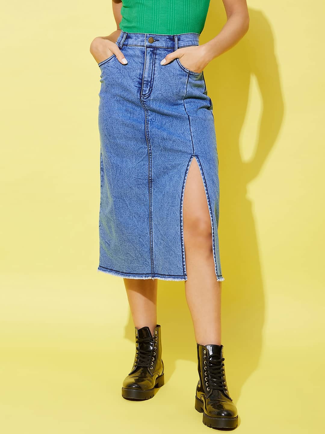 StyleStone - Blue Denim Women's A-Line Skirt ( Pack of 1 )