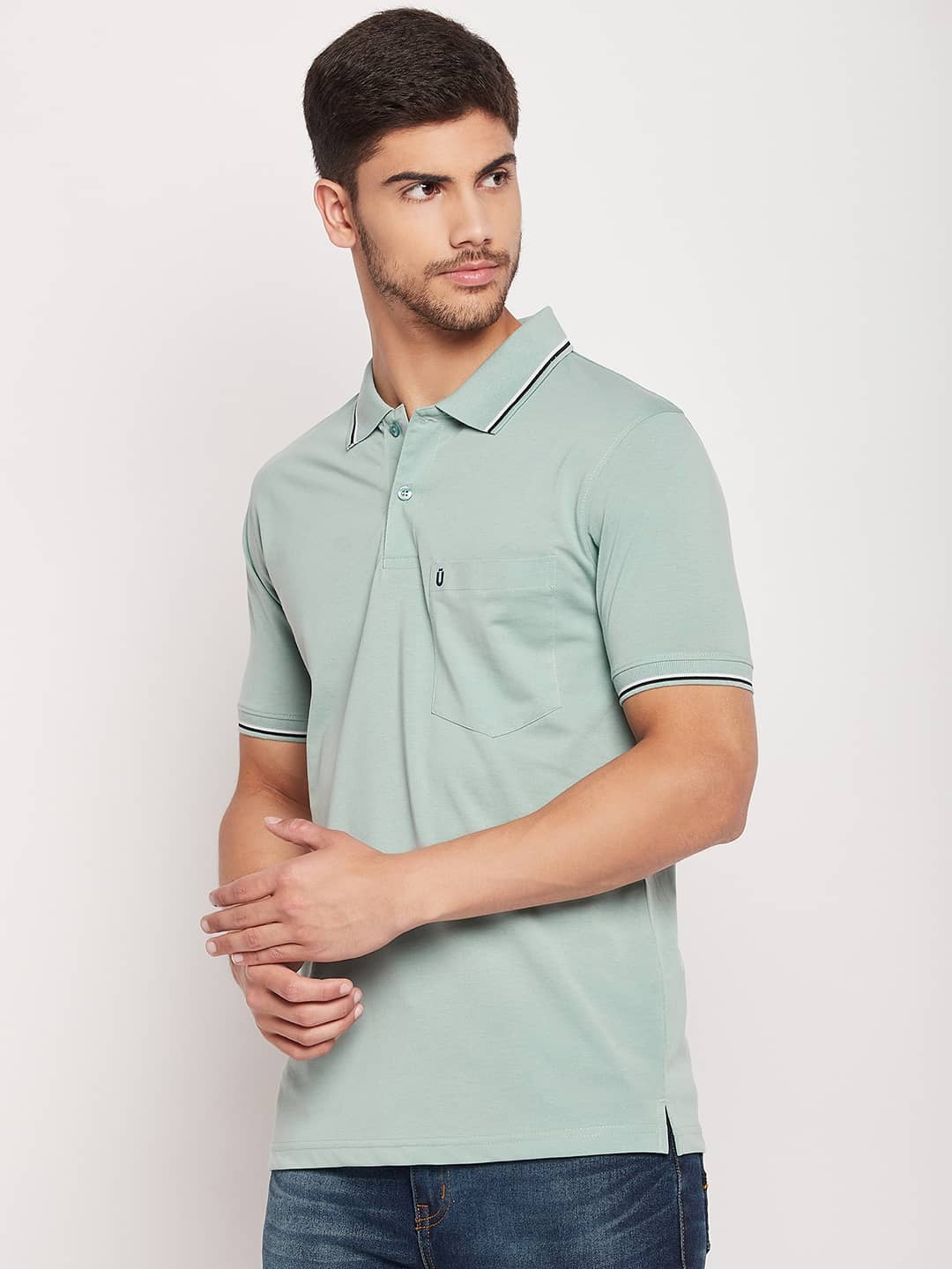 UNIBERRY Pack of 1 Cotton Blend Regular Fit Solid Half Sleeves Men's Polo T Shirt ( Black )