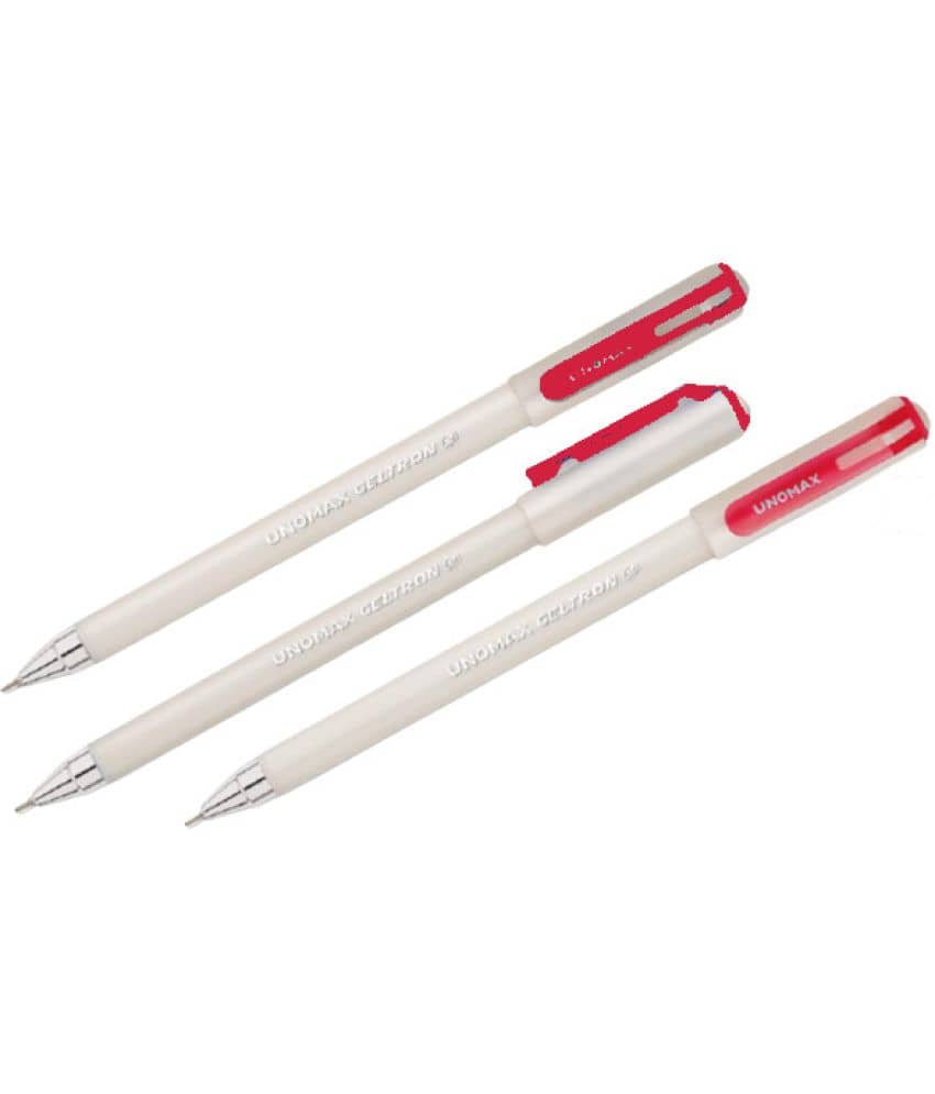 UNOMAX Geltron Pearl Red Gel Pen (Pack of 30, Red)