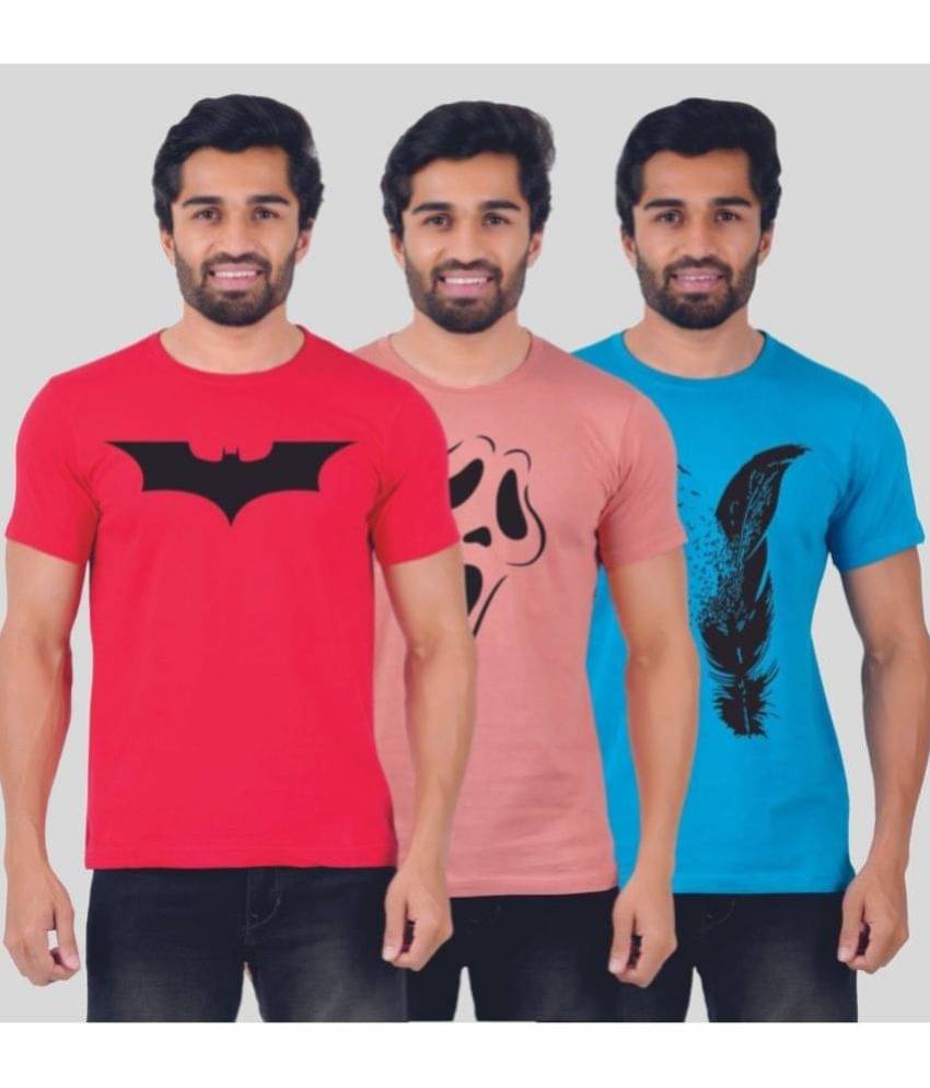     			ferocious Pack of 3 Cotton Regular Fit Men's T-Shirt ( Red )