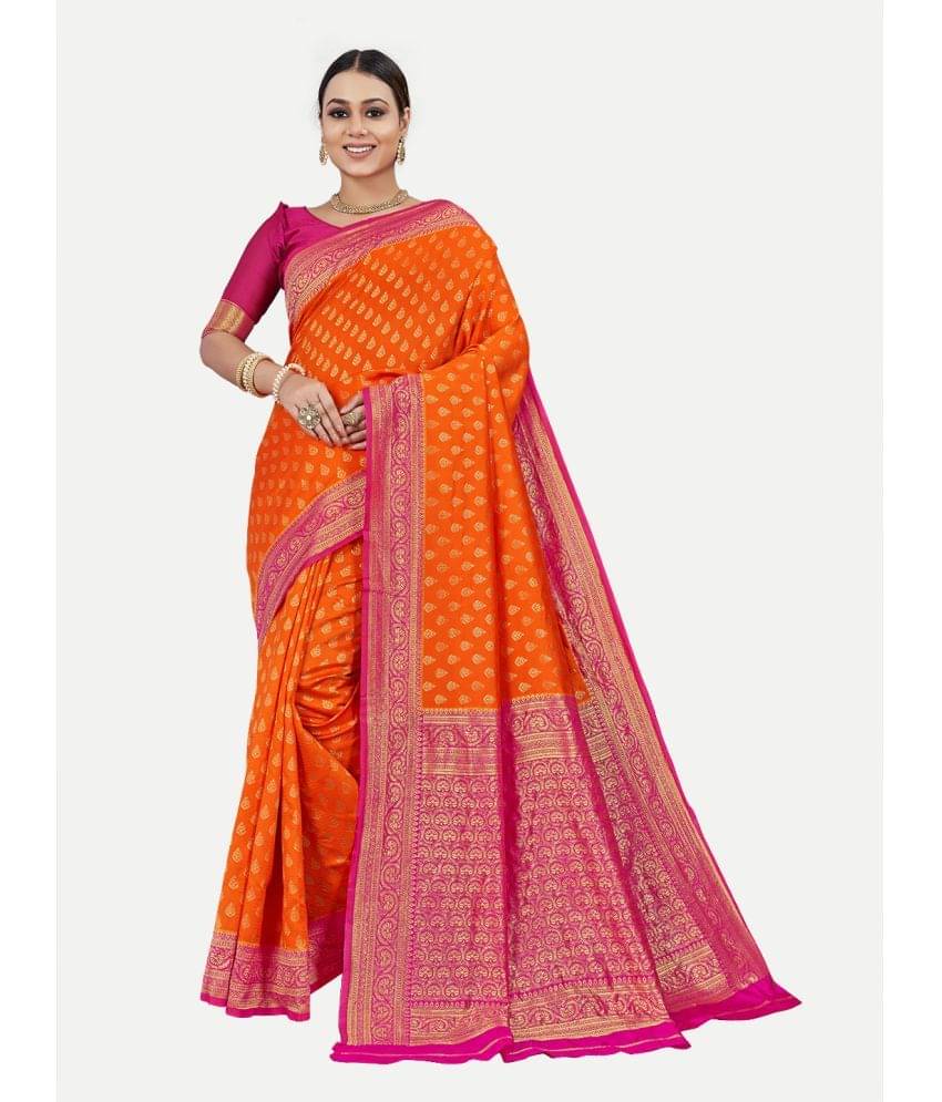 tavas Georgette Woven Saree With Unstitched Blouse Piece ( Orange ) tavas Georgette Woven Saree With Unstitched Blouse Piece ( Orange )