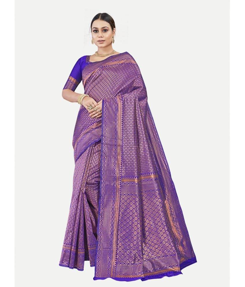     			tavas Georgette Woven Saree With Unstitched Blouse Piece ( Purple )